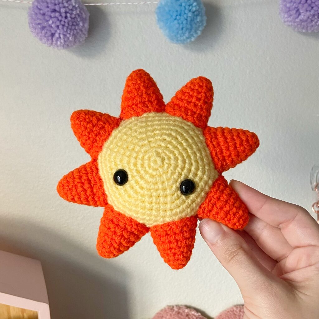 Finished crocheted sun!